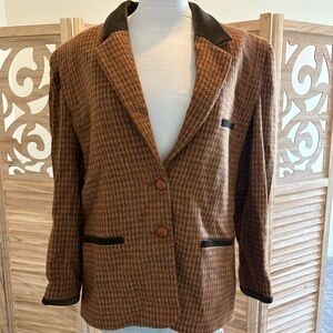 Escada Brown Multicolor Wool Blazer Size 42